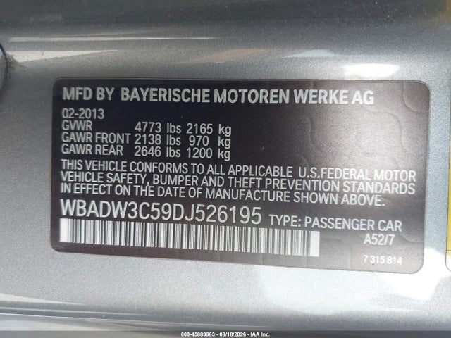 Aukcja sprzedaży 2013 Bmw 328i, vin: WBADW3C59DJ526195, numer aukcji: 45889863