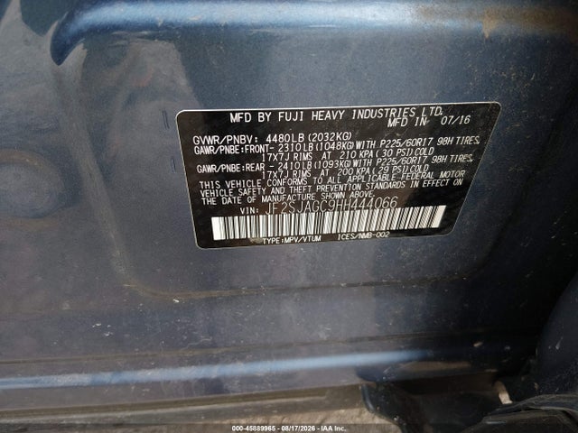 Продаж на аукціоні авто 2017 Subaru Forester 2.5i Premium, vin: JF2SJAGC9HH444066, номер лоту: 45889965