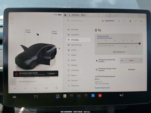 2024 Tesla Model Y Long Range Single Motor Rear-wheel Drive/rwd მანქანა იყიდება აუქციონზე, vin: 7SAYGDED9RF155049, აუქციონის ნომერი: 45889969