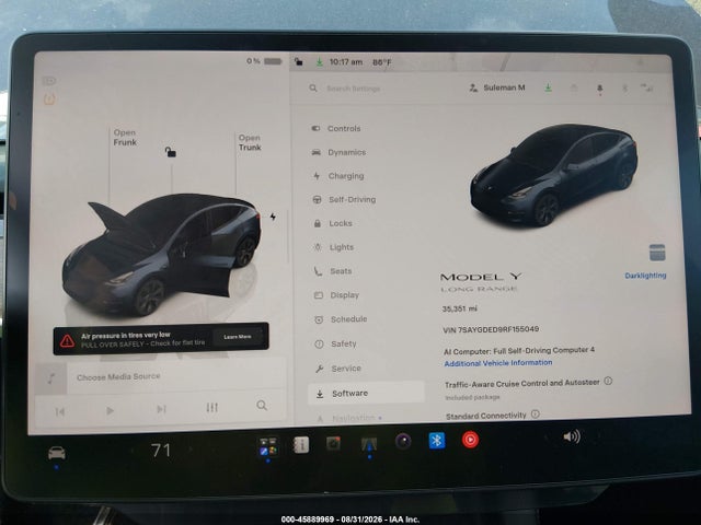 2024 Tesla Model Y Long Range Single Motor Rear-wheel Drive/rwd მანქანა იყიდება აუქციონზე, vin: 7SAYGDED9RF155049, აუქციონის ნომერი: 45889969