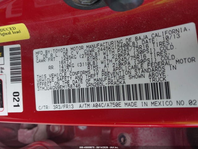 Aukcja sprzedaży 2014 Toyota Tacoma Prerunner V6, vin: 3TMJU4GN9EM158746, numer aukcji: 45889975