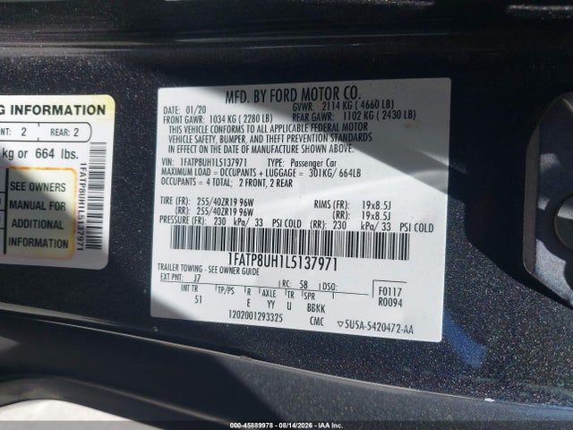 Ford Mustang Ecoboost Premium 2020 1FATP8UH1L5137971 Image 9