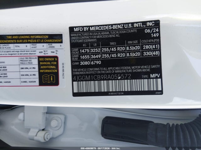 Продаж на аукціоні авто 2024 Mercedes-benz Eqe 350 Suv 4matic, vin: 4JGGM1CB9RA055572, номер лоту: 45889979