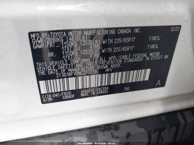 Toyota RAV4 LE 2022 2T3G1RFV0NC270319 Image 9