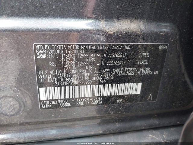 Продажа на аукционе авто 2024 Toyota Rav4 Le, vin: 2T3H1RFV3RC286959, номер лота: 45890002