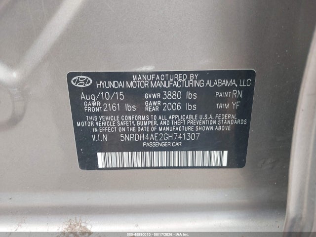 Hyundai ELANTRA SE 2016 5NPDH4AE2GH741307 Image 9