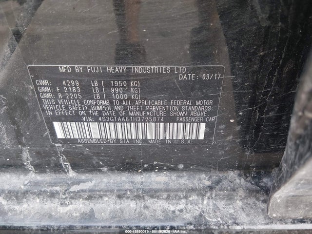 45890079 :رقم المزاد ، 4S3GTAA61H3725874 vin ، 2017 Subaru Impreza 2.0i مزاد بيع