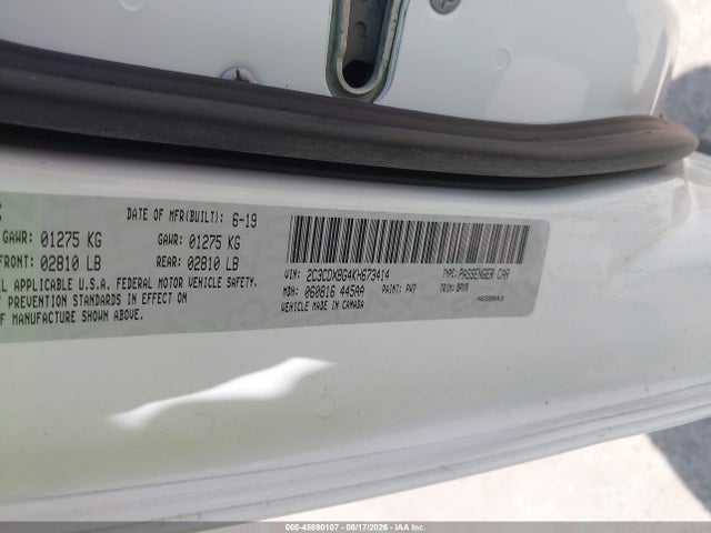 45890107 :رقم المزاد ، 2C3CDXBG4KH673414 vin ، 2019 Dodge Charger Sxt Rwd مزاد بيع