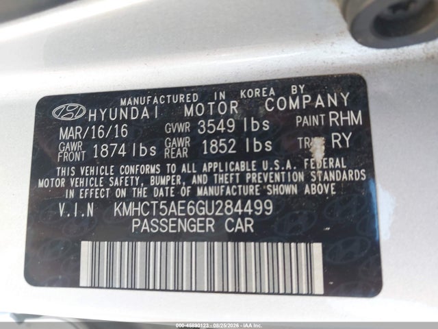Hyundai ACCENT SE 2016 KMHCT5AE6GU284499 Image 9