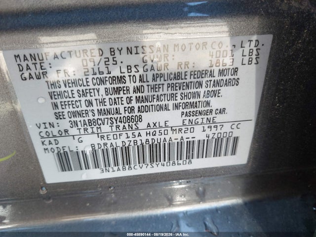 Nissan SENTRA SV 2025 3N1AB8CV7SY408608 Image 9