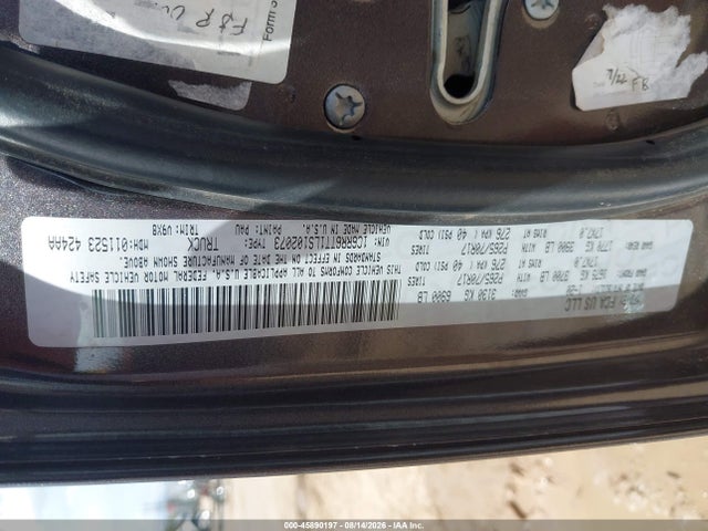 45890197 :رقم المزاد ، 1C6RR6TT1LS102073 vin ، 2020 Ram 1500 Classic Slt  4x2 6'4 Box مزاد بيع