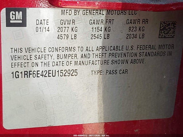 Chevrolet Volt 2014 1G1RF6E42EU152925 Image 9