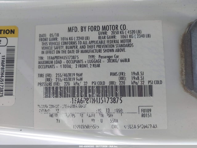 1FA6P8TH4J5173875 Ford Mustang Ecoboost