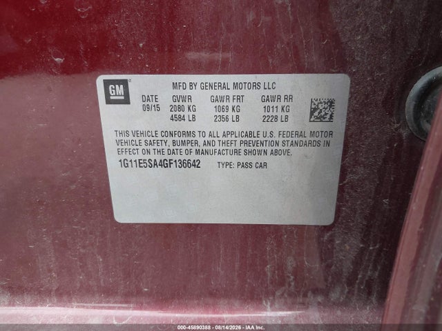 1G11E5SA4GF136642 Chevrolet Malibu Limited Ltz