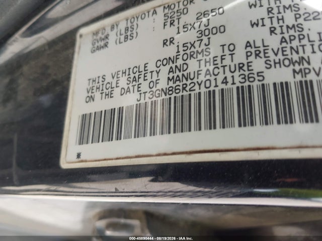 Продажа на аукционе авто 2000 Toyota 4runner Sr5 V6, vin: JT3GN86R2Y0141365, номер лота: 45890444