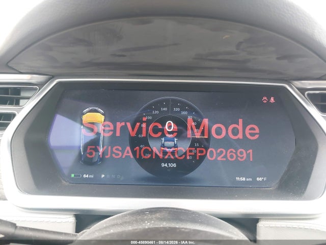 2012 Tesla Model S Signature მანქანა იყიდება აუქციონზე, vin: 5YJSA1CNXCFP02691, აუქციონის ნომერი: 45890461