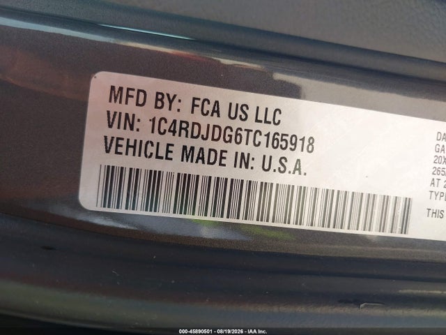 Продаж на аукціоні авто 2026 Dodge Durango Gt Awd, vin: 1C4RDJDG6TC165918, номер лоту: 45890501
