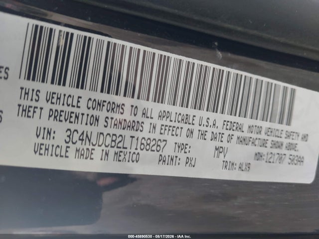 Aukcja sprzedaży 2020 Jeep Compass Limited 4x4, vin: 3C4NJDCB2LT168267, numer aukcji: 45890530