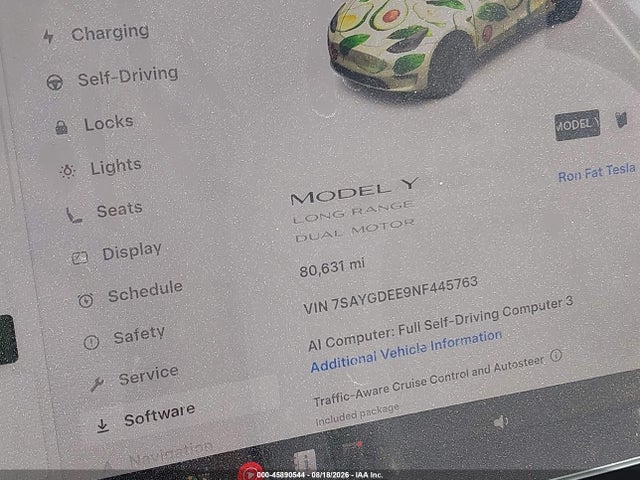 Aukcja sprzedaży 2022 Tesla Model Y Long Range Dual Motor All-wheel Drive, vin: 7SAYGDEE9NF445763, numer aukcji: 45890544