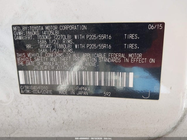 45890553 :رقم المزاد ، JTLZE4FE9FJ077606 vin ، 2015 Scion Xb مزاد بيع