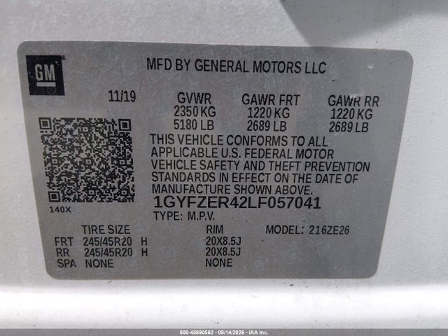 Aukcja sprzedaży 2020 Cadillac Xt4 Fwd Sport, vin: 1GYFZER42LF057041, numer aukcji: 45890562