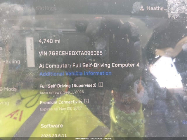 2026 Tesla Cybertruck Dual Motor All-wheel Drive/premium All-wheel Drive მანქანა იყიდება აუქციონზე, vin: 7G2CEHEDXTA096065, აუქციონის ნომერი: 45890570