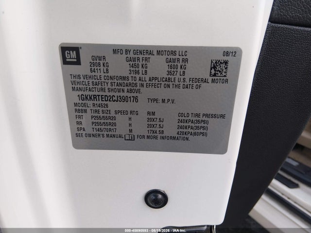 Продажа на аукционе авто 2012 Gmc Acadia Denali, vin: 1GKKRTED2CJ390176, номер лота: 45890593