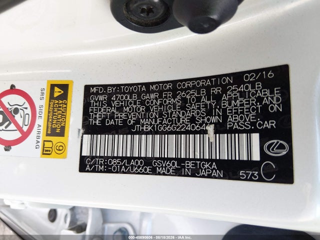 Lexus ES 350 2016 JTHBK1GG6G2240646 Image 9