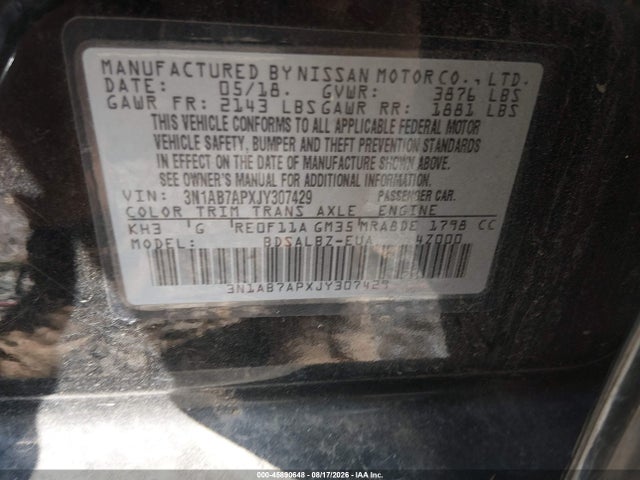Nissan SENTRA S 2018 3N1AB7APXJY307429 Image 9