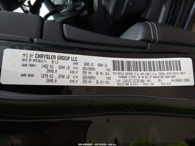 Продаж на аукціоні авто 2014 Jeep Grand Cherokee Overland, vin: 1C4RJFCT1EC251984, номер лоту: 45890657