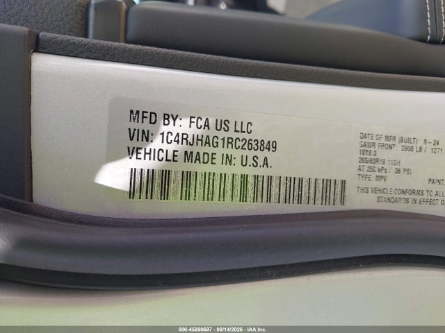 Aukcja sprzedaży 2024 Jeep Grand Cherokee Altitude X 4x4, vin: 1C4RJHAG1RC263849, numer aukcji: 45890697
