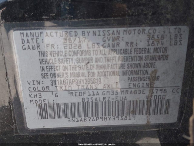 Nissan SENTRA SR 2017 3N1AB7AP9HY395819 Image 9
