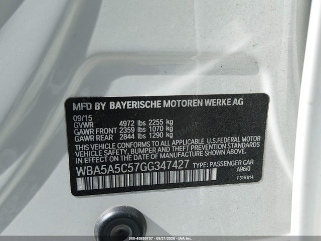 Aukcja sprzedaży 2016 Bmw 528i, vin: WBA5A5C57GG347427, numer aukcji: 45890707