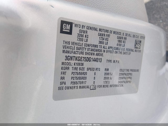45890741 :رقم المزاد ، 3GNTKGE75DG144013 vin ، 2013 Chevrolet Avalanche Ltz مزاد بيع