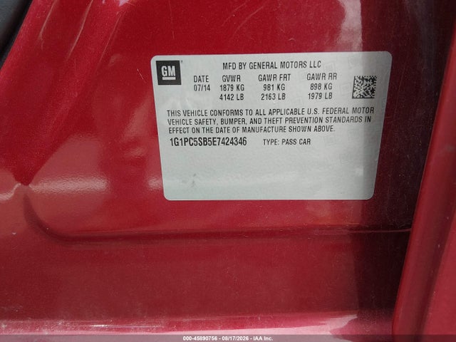 Продаж на аукціоні авто 2014 Chevrolet Cruze 1lt Auto, vin: 1G1PC5SB5E7424346, номер лоту: 45890756
