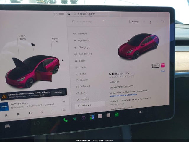 Продаж на аукціоні авто 2021 Tesla Model 3 Standard Range Plus Rear-wheel Drive, vin: 5YJ3E1EA0MF870991, номер лоту: 45890763