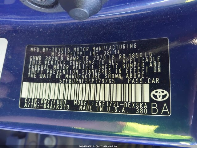 Toyota Corolla S Plus 2015 5YFBURHE5FP179765 Image 9
