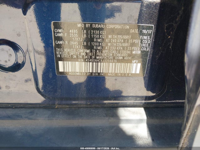 2018 Subaru Outback 2.5i Premium მანქანა იყიდება აუქციონზე, vin: 4S4BSAHC8J3256616, აუქციონის ნომერი: 45890899