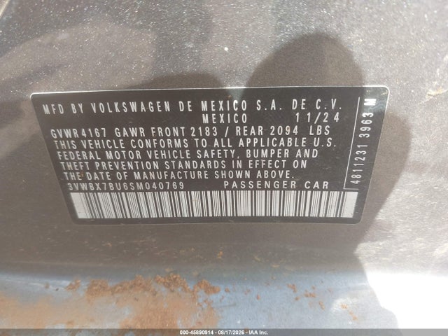 45890914 :رقم المزاد ، 3VWBX7BU6SM040769 vin ، 2025 Volkswagen Jetta 1.5t Sport مزاد بيع