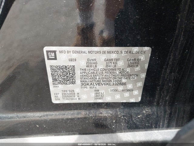 45890917 :رقم المزاد ، 3GKALVEV6KL332886 vin ، 2019 Gmc Terrain Slt مزاد بيع