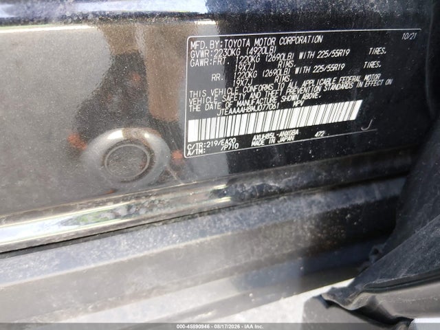 2021 Toyota Venza Xle მანქანა იყიდება აუქციონზე, vin: JTEAAAAH8MJ077061, აუქციონის ნომერი: 45890946