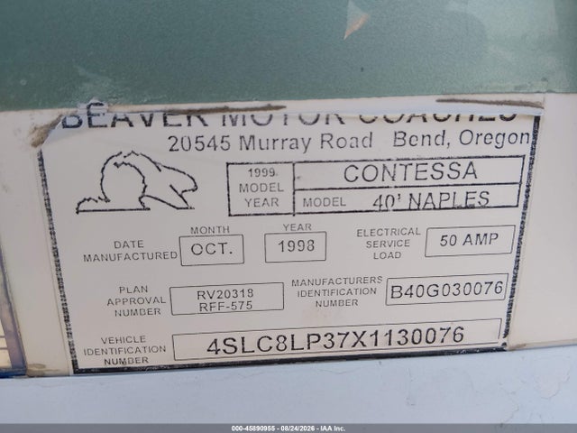 Aukcja sprzedaży 1999 Beaver Contessa 40 Naples, vin: 4SLC8LP37X1130076, numer aukcji: 45890955