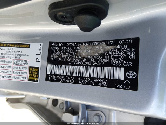 JTND4MBE8M3129352 Toyota COROLLA SE