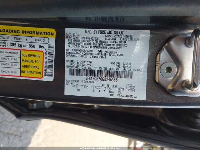 2016 Ford Fusion Se მანქანა იყიდება აუქციონზე, vin: 3FA6P0H70GR246568, აუქციონის ნომერი: 45891034