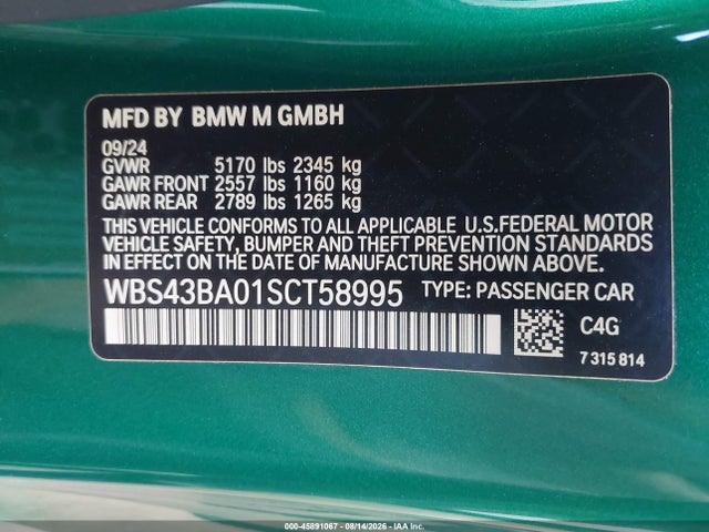 WBS43BA01SCT58995 BMW M4 Competition Xdrive