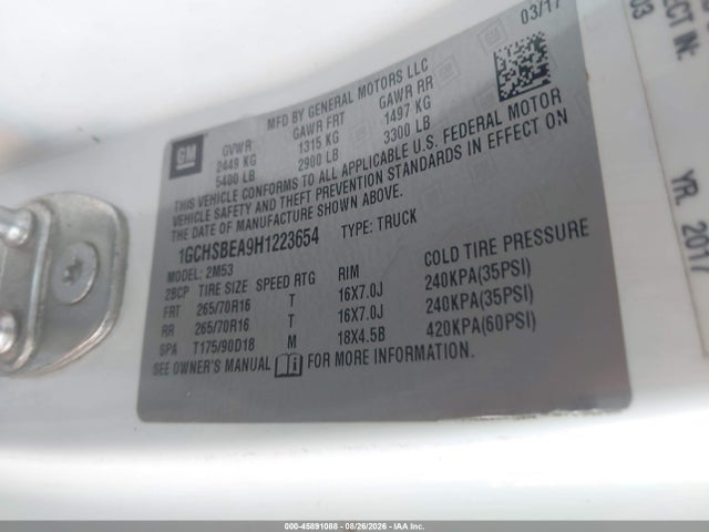 Chevrolet Colorado 2wd Wt 2017 1GCHSBEA9H1223654 Image 9