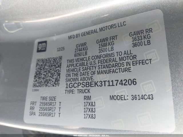 Chevrolet Colorado Wt 2026 1GCPSBEK3T1174206 Image 9