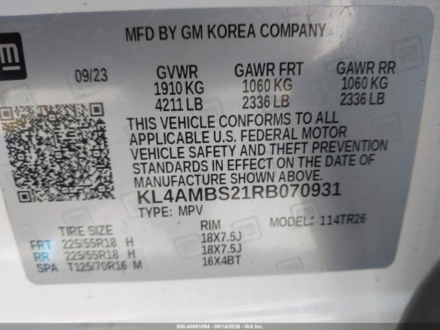 KL4AMBS21RB070931 Buick Encore Gx Preferred Fwd