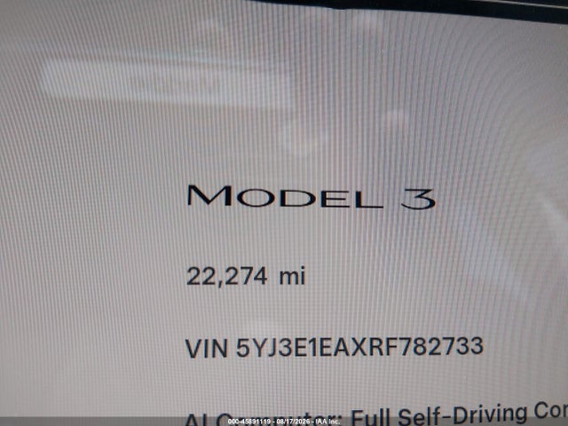 Продаж на аукціоні авто 2024 Tesla Model 3 Long Range Dual Motor All-wheel Drive/rear-wheel Drive, vin: 5YJ3E1EAXRF782733, номер лоту: 45891119