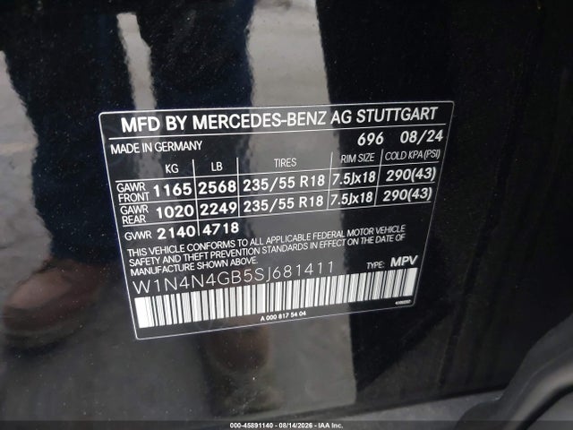 45891140 :رقم المزاد ، W1N4N4GB5SJ681411 vin ، 2025 Mercedes-benz Gla 250 4matic مزاد بيع